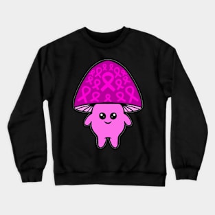 Pink Awareness Ribbon Mushroom Man Crewneck Sweatshirt